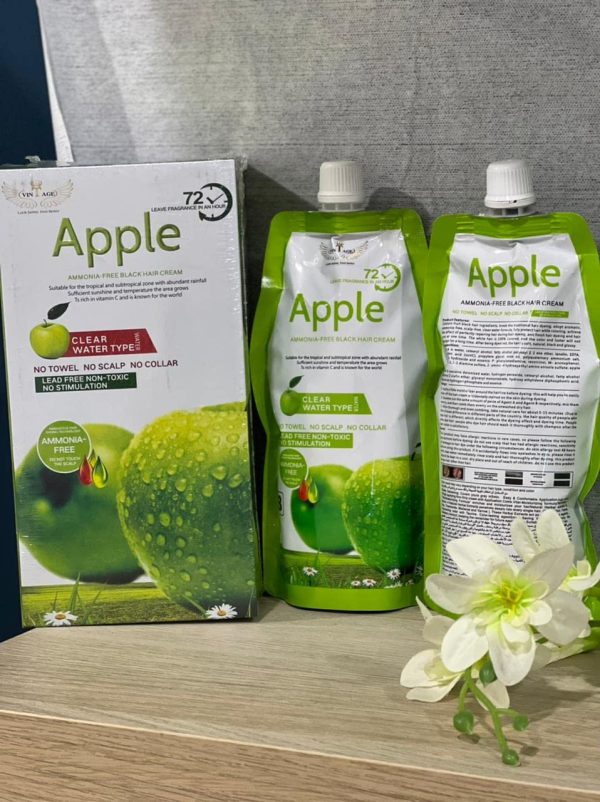 Apple Ammonia-free 2 In 1 Black Hair Cream, 100% Organic Black Hair Dye- Natural Black Hair Color Cream 1000ml