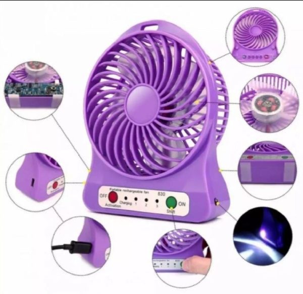 Portable Mini Usb Fan Rechargeable Battery | 3-level Speed Adjustable Electric Cooling Desktop Fan (random Colors)