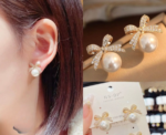 bow-sparkle-diamond-pearl-stud-earrings-pearl-earrings-womens-earrings-for-gift – 1