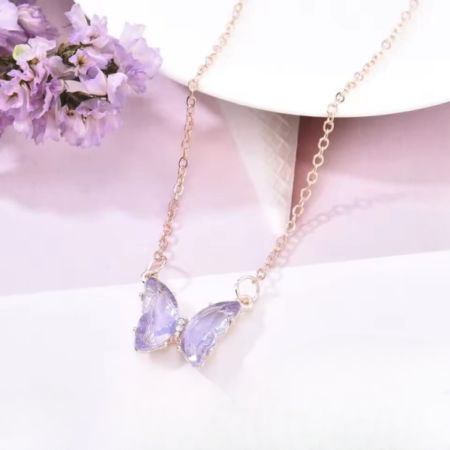 Crystal Butterfly Pendant Necklace For Women – Gold Chain Fashion Jewelry